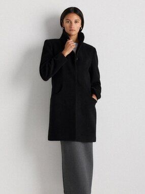 Quince Wool Cashmere Cocoon Coat Black Shawl Collar Size S New With Tags